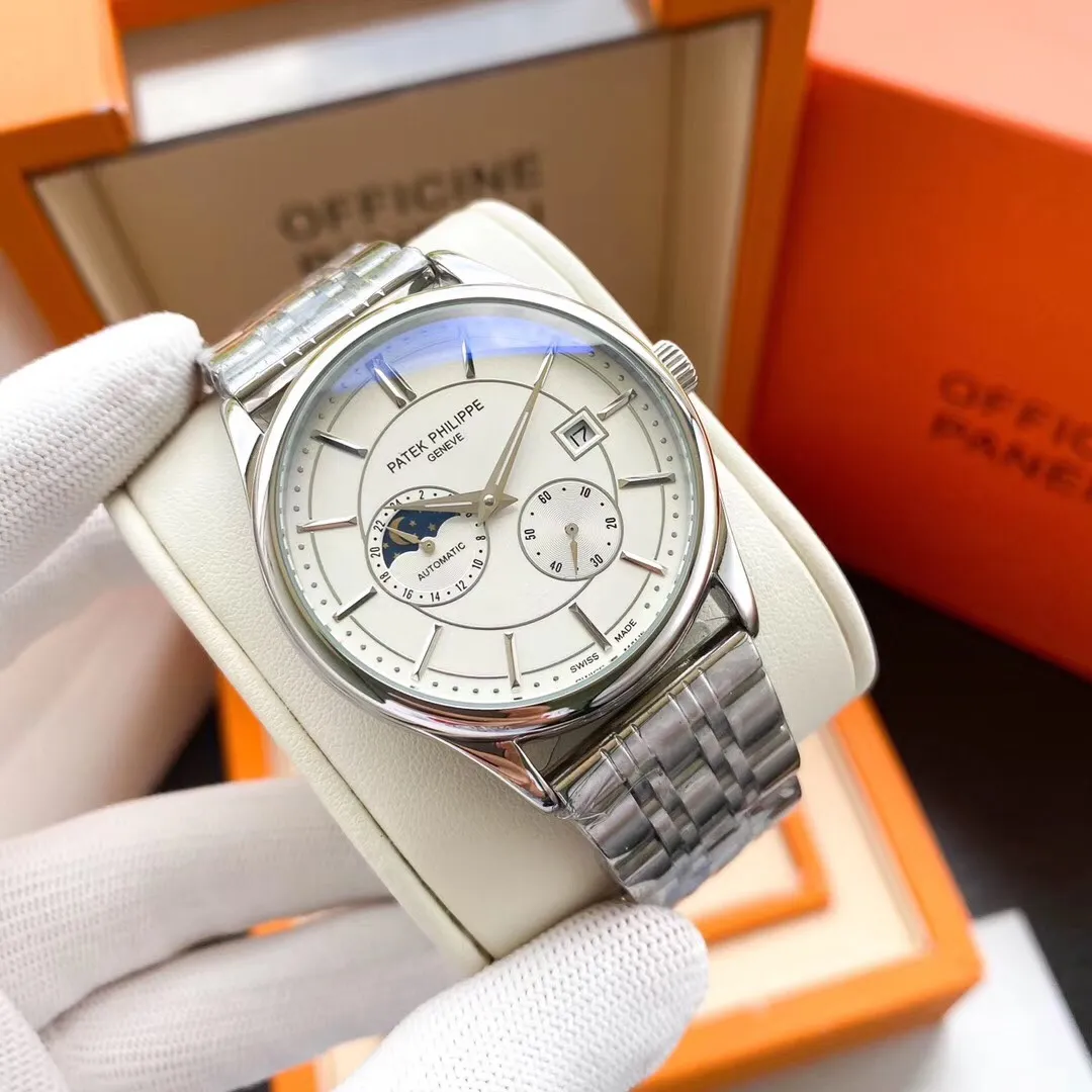 【Foreign trade import】💰1300! Patek Philippe‼ ️Exquisite men's watch, flywheel equipped with moon phase design, noble and gentlemanly style, excellent quality, hot selling all over the city. Using fully automatic mechanical movement, top-grade 316 stainless steel case, imported calfskin strap, mineral super mirror, size 43*13🔥Top quality products are constantly produced🔥